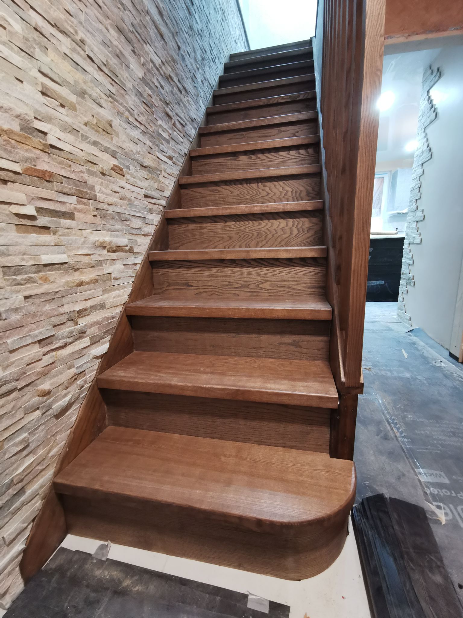 Staircase renovation in terra colour finished